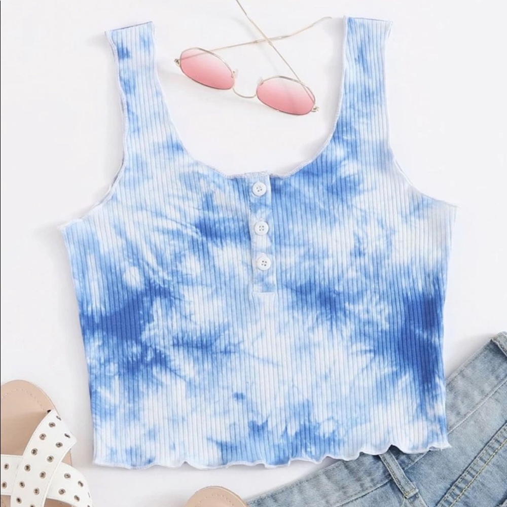 Tie Dye Henley Tank Top